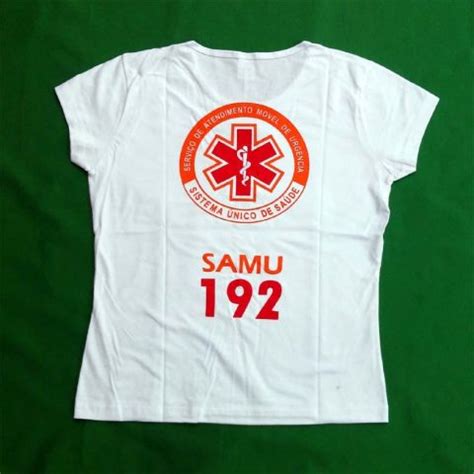 Camiseta SAMU Branca Modelo BabyLook Backes Uniformes