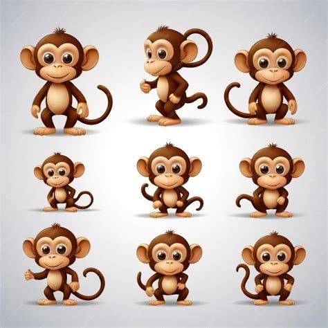 Premium Vector | A collection of different sized monkey figurines