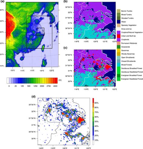 WRF UCM Model Configuration For The Three Nested Domains Shaded