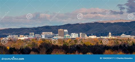 Sunlit Skyline of Boise Idaho with Some Fall Colors Editorial ...