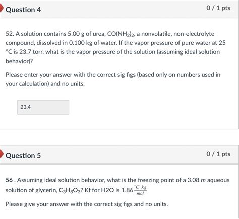 Solved Question Pts A Solution Contains G Of Chegg