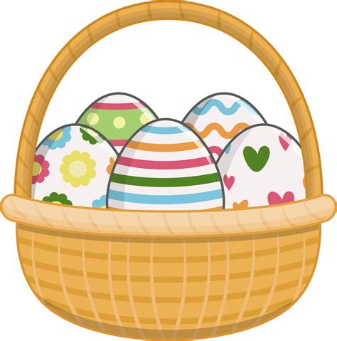 Colorful Easter Eggs In Brown Basket Flat Icon Png Png