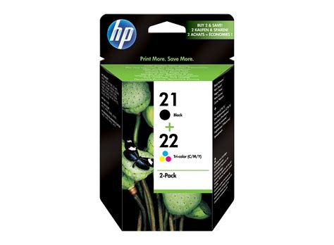 HP 21 Black/22 Tri-color 2-pack Original Ink Cartridges - HP Store UK