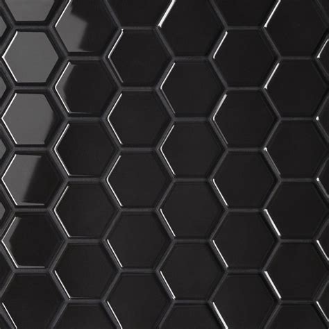 Le Cafe X Hexagon Glossy Porcelain Mosaic Tile In Black En