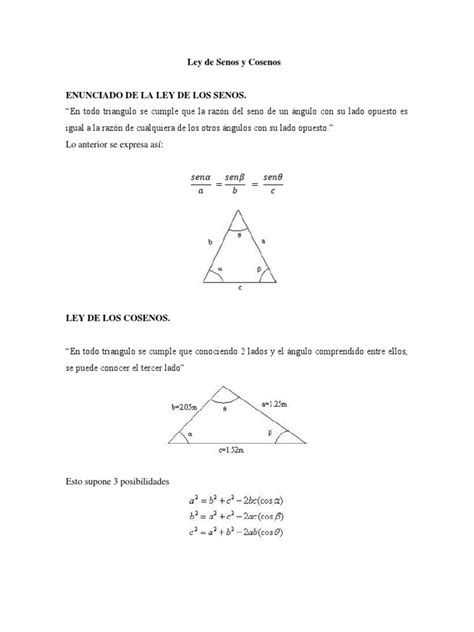 Ley De Senos Y Cosenos Pdf