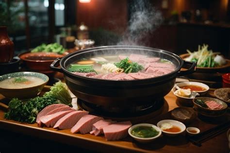 Premium AI Image Shabu Shabu And Sukiyaki In Hot Pot At Restaurant Ar C
