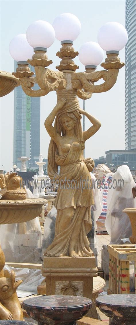 Antique Life Size Garden Stone Marble Nude Lady Lamp Light Sculpture