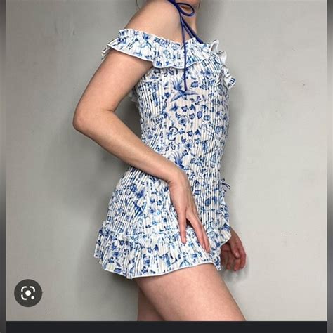 Savage X Fenty Intimates Sleepwear Savage X Fenty White Blue Babydoll Lingerie Poshmark