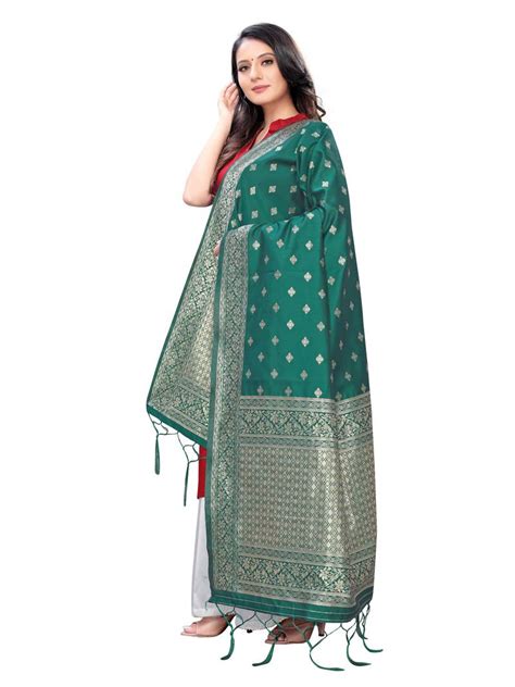 Green Poly Silk Banarasi Womens Dupatta Satrani Fashion 3317130