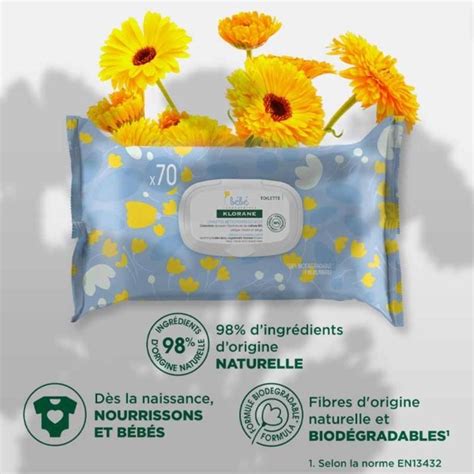 Klorane Lingettes Nettoyantes Douces Au Calendula Bio B B