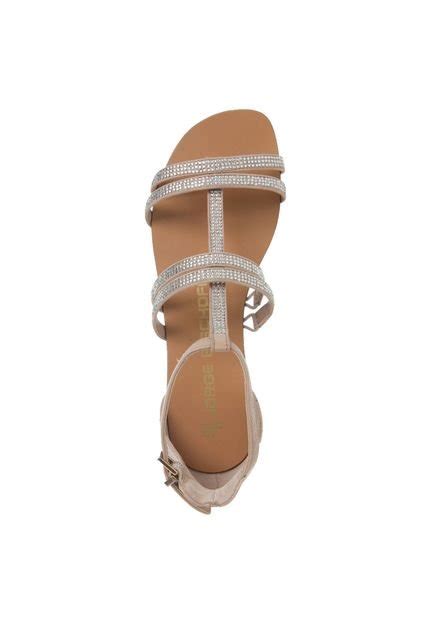 Rasteira Jorge Bischoff Tiras Strass Nude Compre Agora Dafiti Brasil