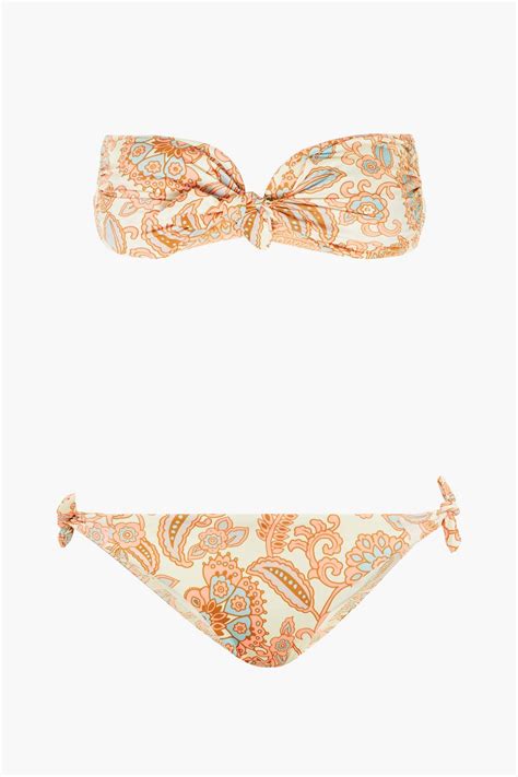 Zimmermann Peggy Knotted Printed Bandeau Bikini The Outnet