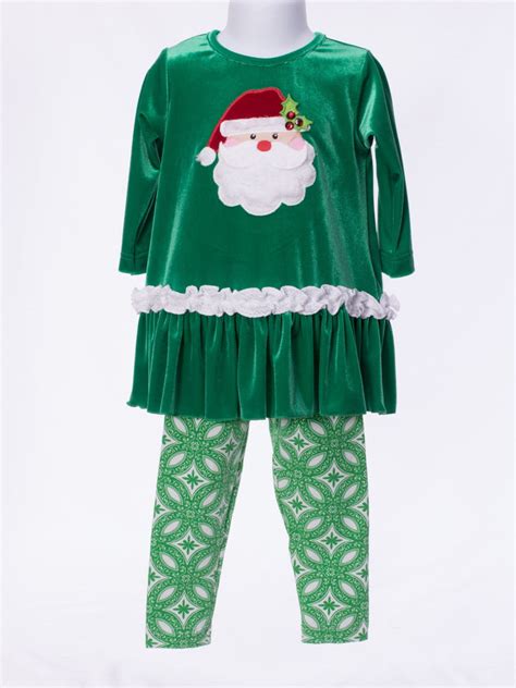 Mollie And Millie Baby Girl Green Velvet Santa Set Ootza Wootza