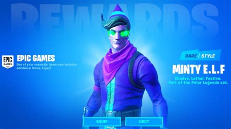 Free Minty Code Name Elf Skin In Fortnite Winterfest Update Youtube