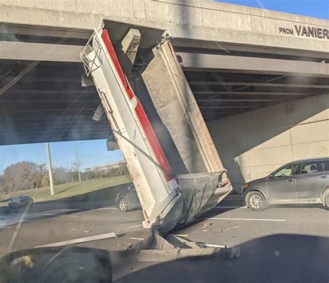 Dump Truck Loses Box After Hitting Overpass Closing Westbound Highway