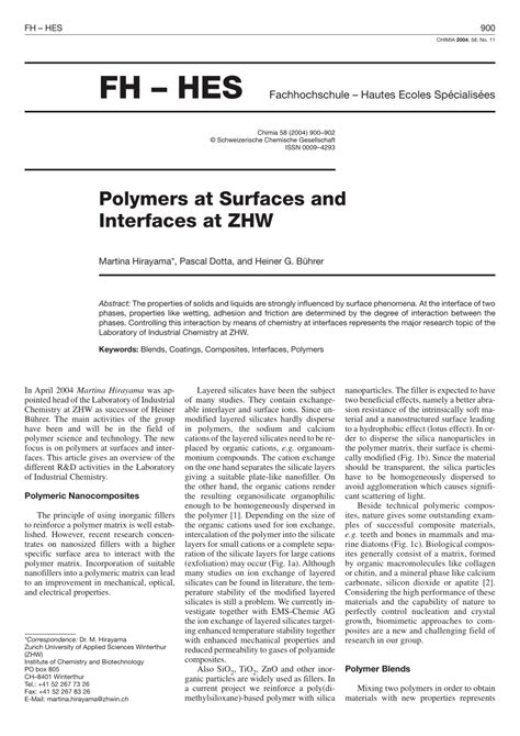 PDF Polymers At Surfaces And Interfaces At ZHW