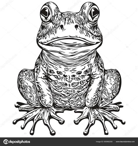 Cute Hand Drawn Frog Vector Illustration Black White Toa Stock Vector