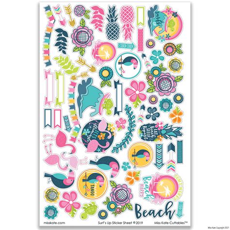 Surfs Up Sticker Sheet Stickers Vacation Planner Miss Kate