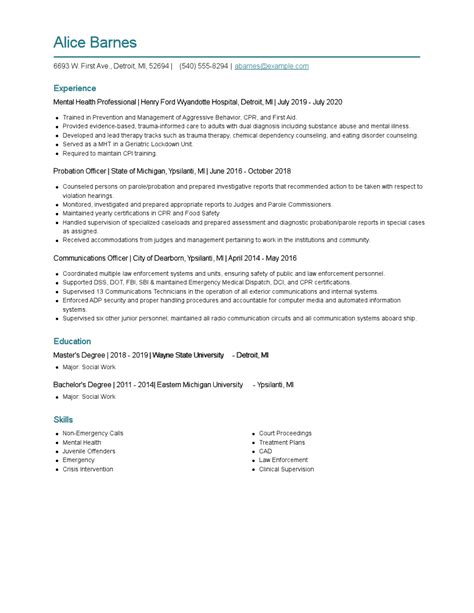 Mental Health Professional Resume Examples And Tips Zippia