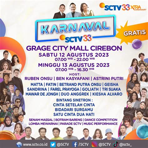 Saksikan Karnaval SCTV Di Grage City Mall Cirebon Sabtu 12 Agustus