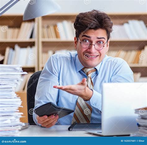 Funny Accountant Bookkeeper Working In The Office Stock Image Image