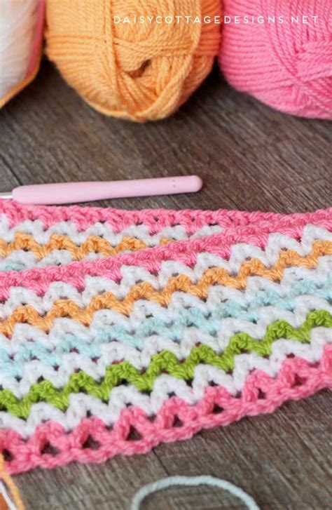 Pretty V-Stitch Blanket Crochet Pattern - Daisy Cottage Designs