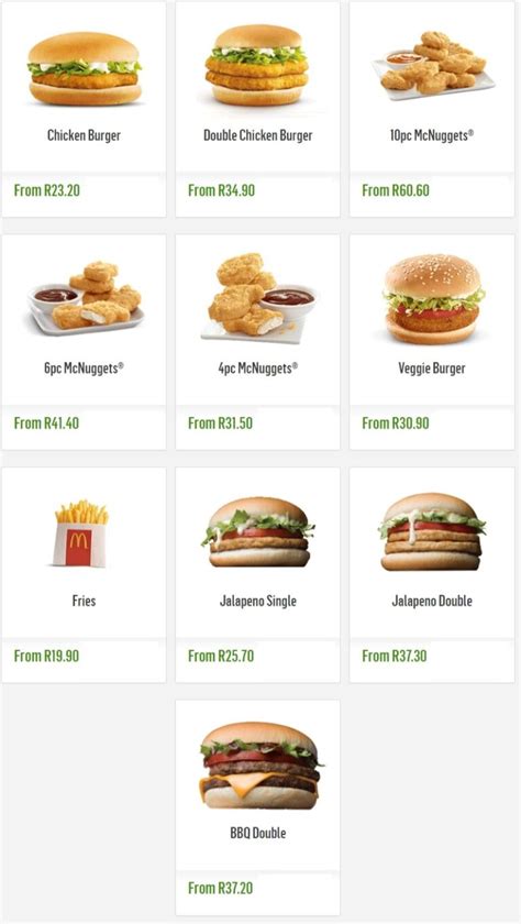 McDonald S Menu Prices South Africa