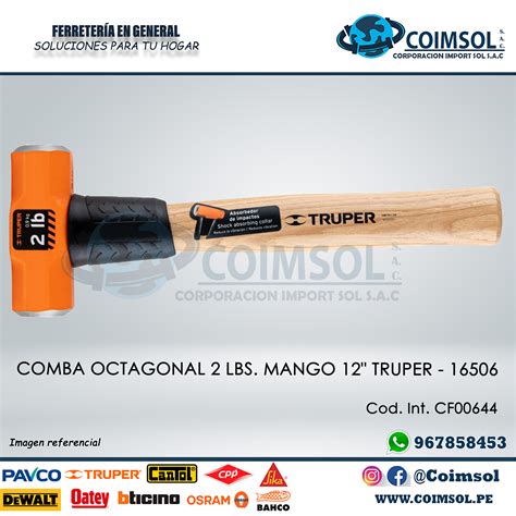 COMBA OCTAGONAL 2 LBS MANGO 12 TRUPER 16506 CORPORACION IMPORT SOL