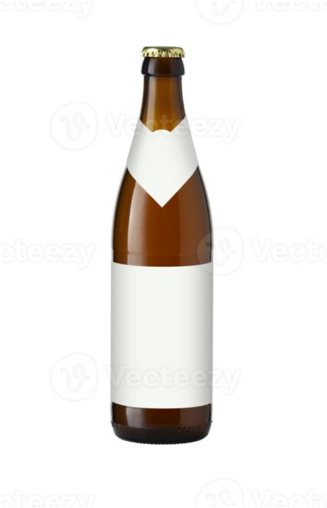 Brown Beer Bottle With An Example Label Isolated On A Transparent