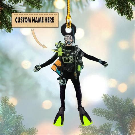 Personalized Name Scuba Diver Custom Shaped Ornament Lovelypod