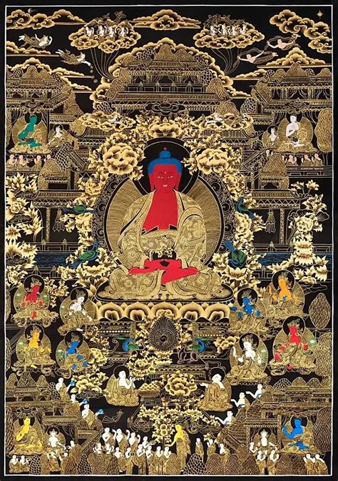 Sunaulo Big Amitabha Buddha Singham Brocadeless Thangka Exotic