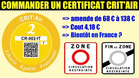 Crit Air Commander Vignette Antipollution Acheter Certificat