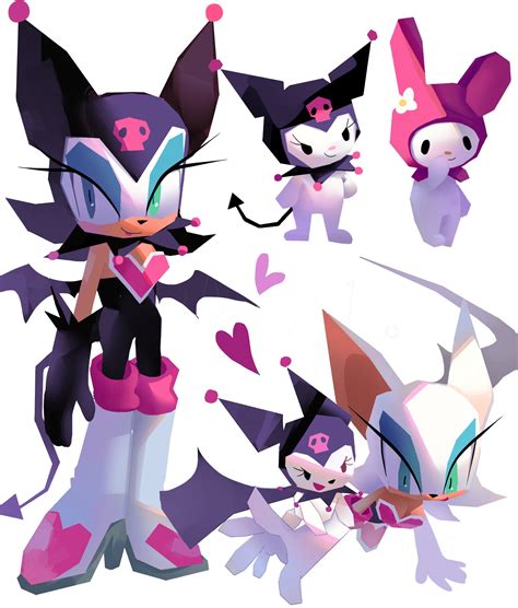 Rouge The Bat My Melody And Kuromi Sonic And 2 More Drawn By
