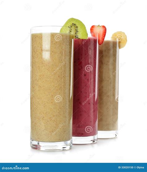 Smoothies Strawberry Banana And Kiwi Stock Photo Image Of White