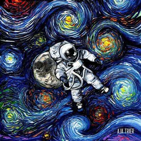 astronaut  space art starry night astronomy art print gift etsy