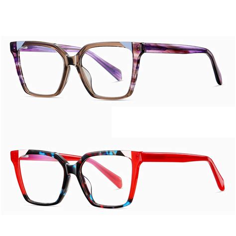 Colorful Laminate Acetate Glasses Frame Men Square Prescription