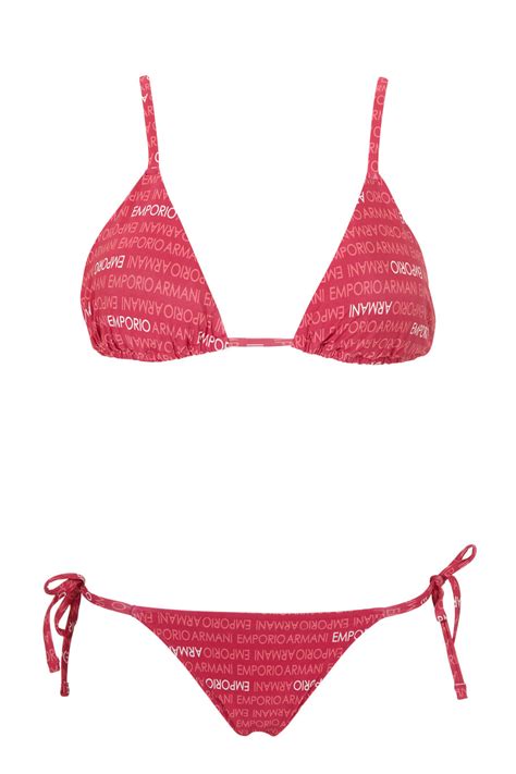 Emporio Armani Bikni Set Triangle Cup And Brazil Bikini Brief With All Over Logo Design In