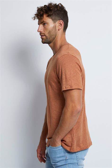 Mens Linen T Shirt Crew Neck Short Sleeve Am Supply