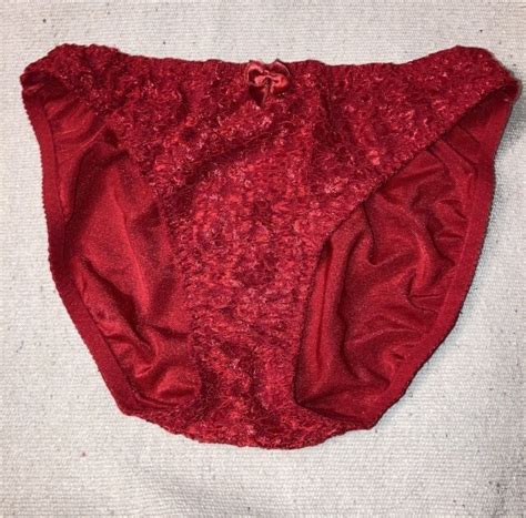 Vintage Red Second Skin Satin Lace Front Bikini Sis Gem