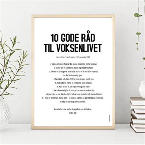 A Poster With The Words Goode Rad Til Voksenlivett