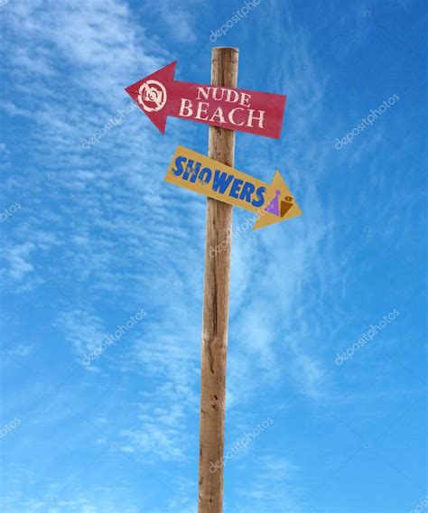 Wooden Post Nude Beach And Showers Stock Photo Reddaxluma