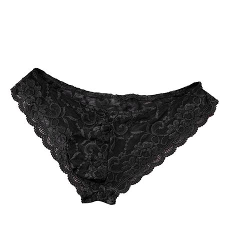 Herren durchsichtige Unterwäsche Spitze Bikini Slips Sissy G String