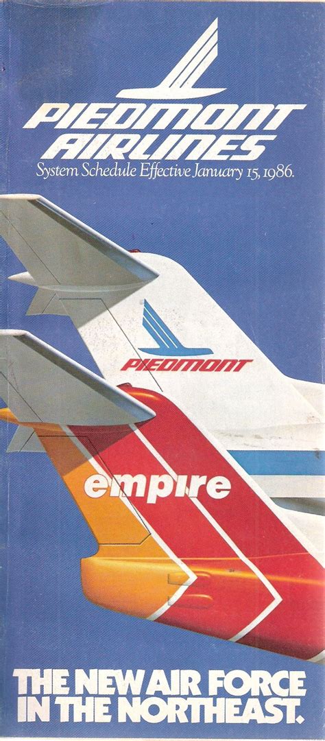 Airline Timetables: Piedmont Airlines - January, 1986