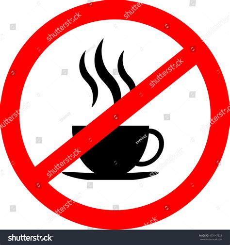 No Coffee Cup Sign Icon Red Stock Vector Royalty Free 473147323