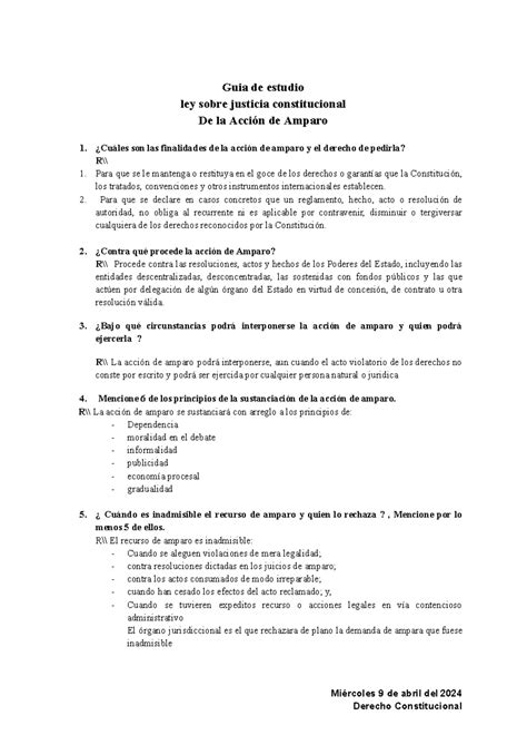 Guia De Estudio Guia De Estudio Ley Sobre Justicia Constitucional De