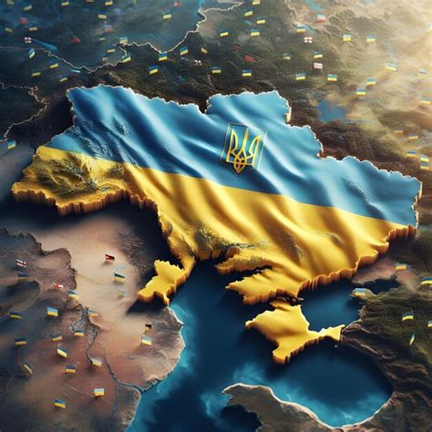 Premium Photo Ukraine Map With Waving Flag Of Country Realistic Photo