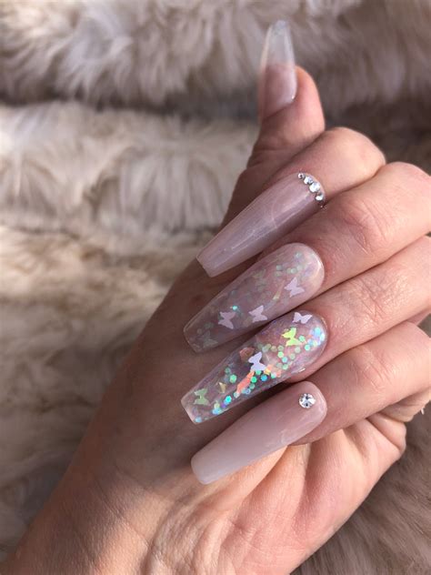 Pink Nude Butterfly Ombré Press on Nails False Nails Fake Etsy