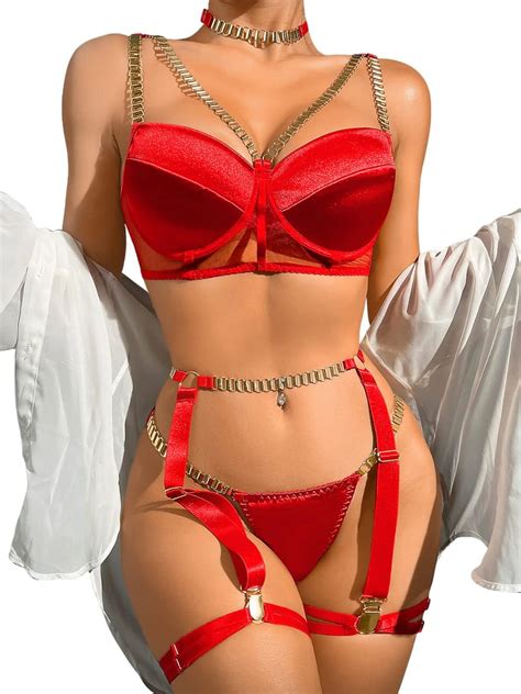 Amazon Kaei Shi Garter Lingerie For Women Strappy Underwire Silk Silky Satin Sexy Lingerie