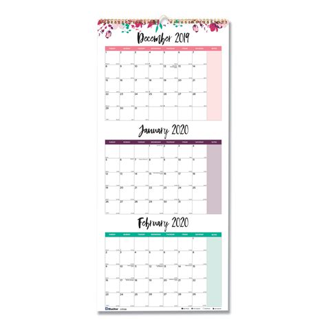 3 Month Wall Calendar By Blueline® Redc171129