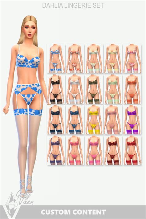 The Sims Gray Vixen Dahlia Lingerie Set New Mesh Maxis Match